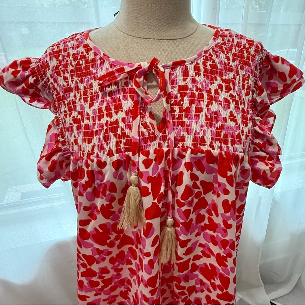 Thml Red Multi Color Blouse Size Medium Nwot - image 2